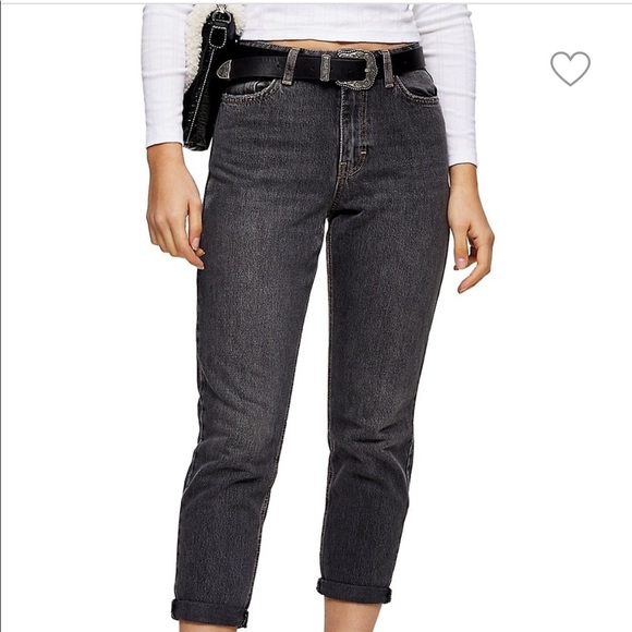 topshop washed black mom jeans - Picture 2 of 8
